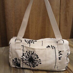 New Canvas Dandelion Floral Shoulder Bag Purse White Black Tote Handbag Fashion